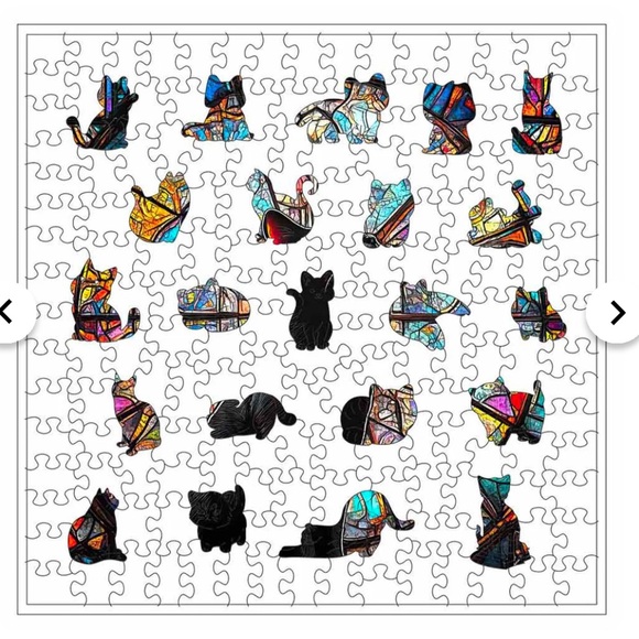 Wooden Jigsaw Puzzle- stained glass cat - A5 size - Picture 3 of 5